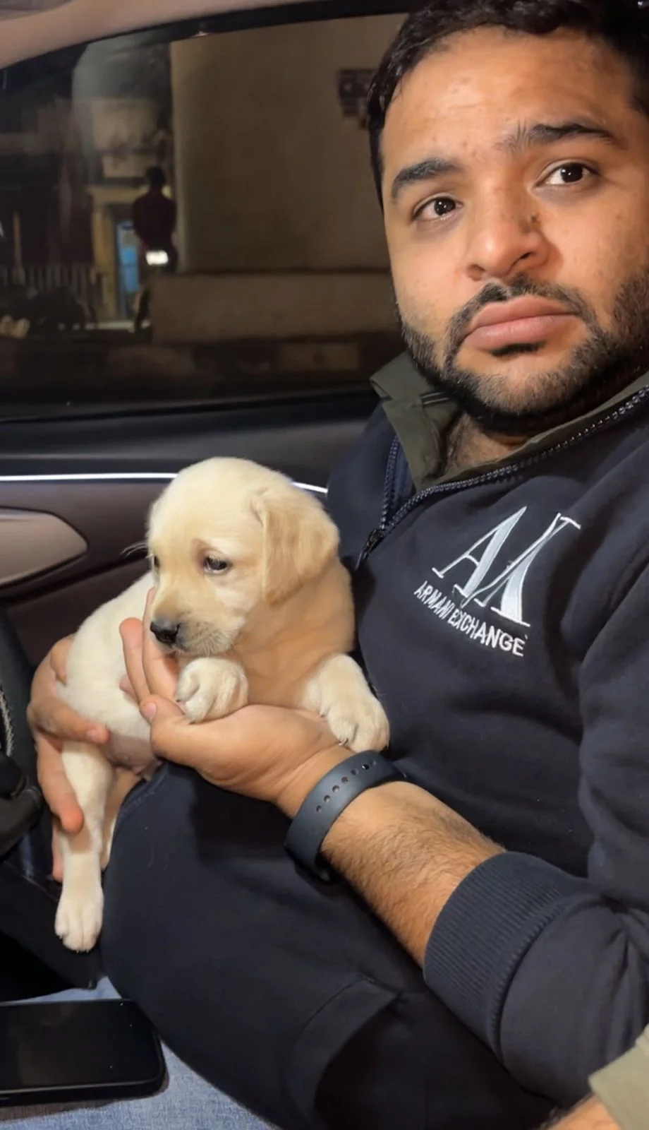 Happy customer with puppy at Kyra Pet Shop